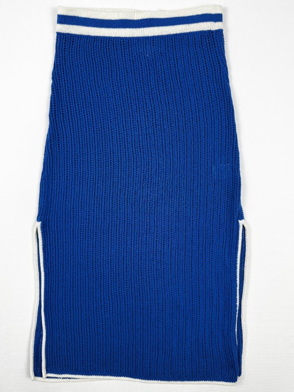 Solid & Striped Women's Open Crochet Knit Midi Beach Skirt Royal Blue